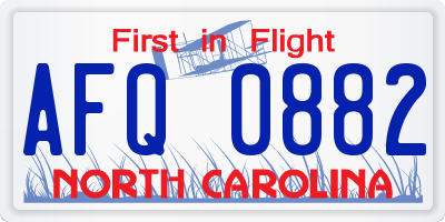 NC license plate AFQ0882