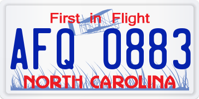 NC license plate AFQ0883