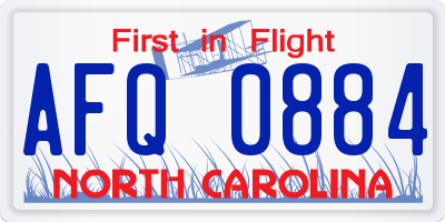 NC license plate AFQ0884
