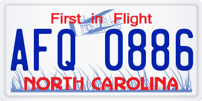 NC license plate AFQ0886