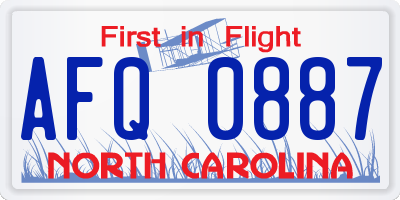 NC license plate AFQ0887