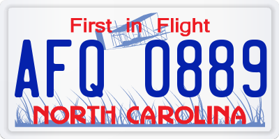 NC license plate AFQ0889