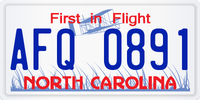 NC license plate AFQ0891