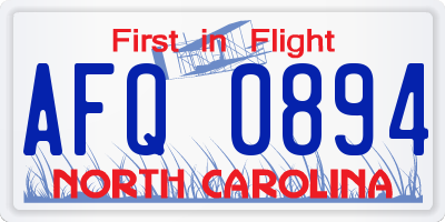 NC license plate AFQ0894