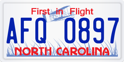 NC license plate AFQ0897