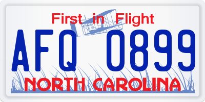 NC license plate AFQ0899