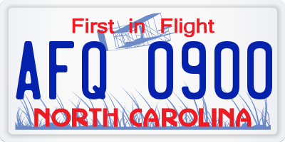 NC license plate AFQ0900