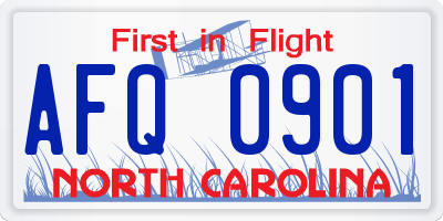 NC license plate AFQ0901