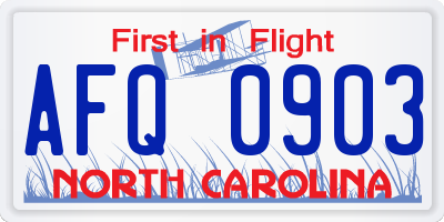 NC license plate AFQ0903