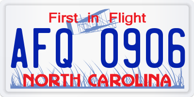 NC license plate AFQ0906
