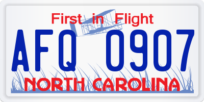 NC license plate AFQ0907