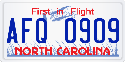 NC license plate AFQ0909