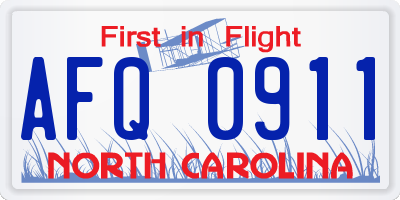 NC license plate AFQ0911