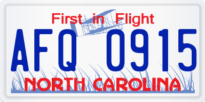 NC license plate AFQ0915