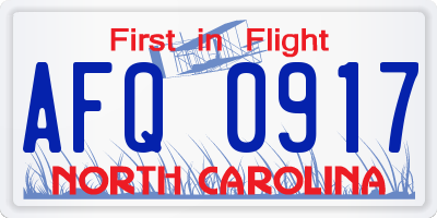 NC license plate AFQ0917