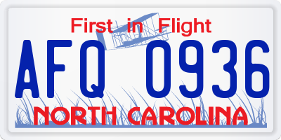 NC license plate AFQ0936