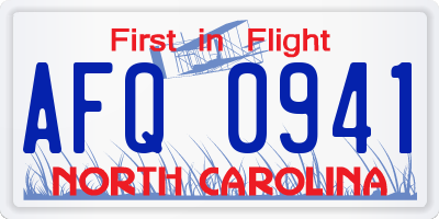 NC license plate AFQ0941