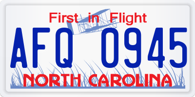 NC license plate AFQ0945