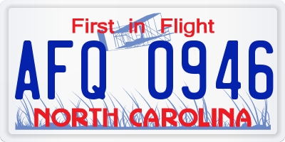 NC license plate AFQ0946