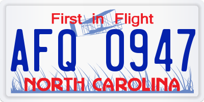NC license plate AFQ0947