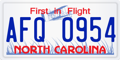 NC license plate AFQ0954