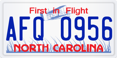 NC license plate AFQ0956