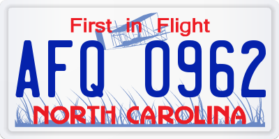 NC license plate AFQ0962