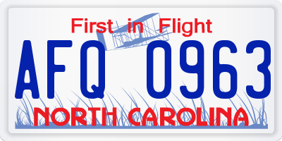 NC license plate AFQ0963