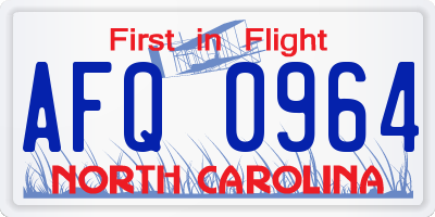 NC license plate AFQ0964