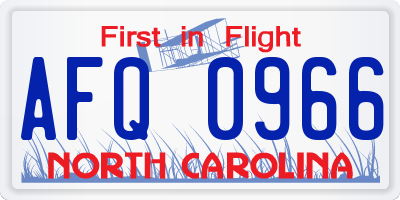 NC license plate AFQ0966