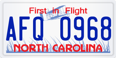 NC license plate AFQ0968