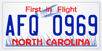 NC license plate AFQ0969