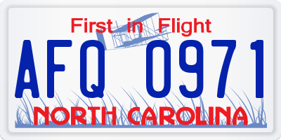 NC license plate AFQ0971