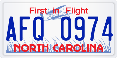 NC license plate AFQ0974