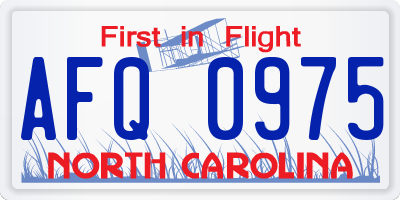 NC license plate AFQ0975