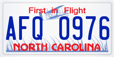 NC license plate AFQ0976