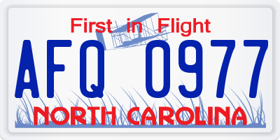 NC license plate AFQ0977