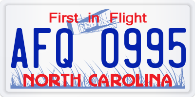 NC license plate AFQ0995