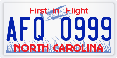 NC license plate AFQ0999
