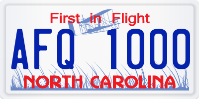 NC license plate AFQ1000