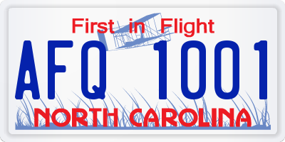 NC license plate AFQ1001