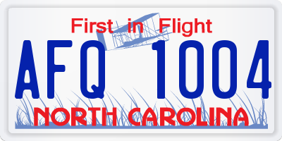 NC license plate AFQ1004