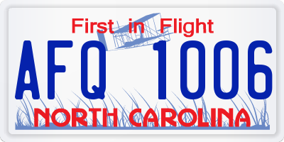 NC license plate AFQ1006