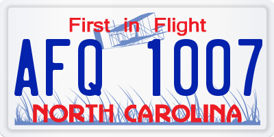 NC license plate AFQ1007