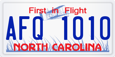 NC license plate AFQ1010