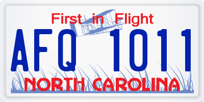 NC license plate AFQ1011