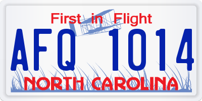 NC license plate AFQ1014
