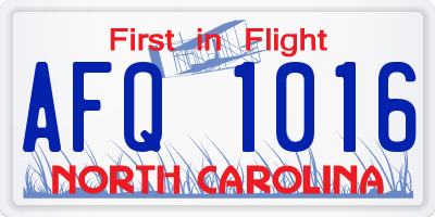 NC license plate AFQ1016
