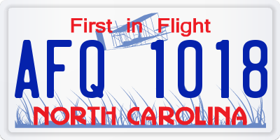 NC license plate AFQ1018