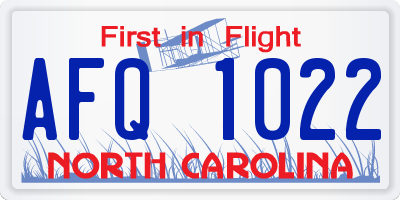 NC license plate AFQ1022